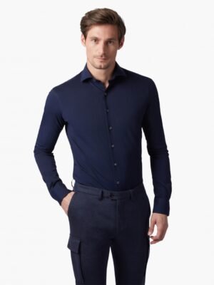 Cavallaro Napoli Heren Overhemd - Piquo Overhemd - Donkerblauw -