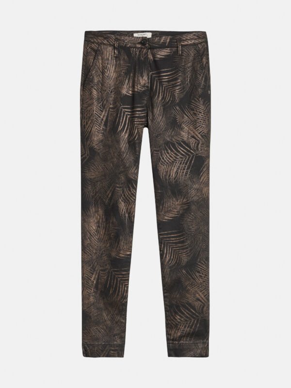 Sandwich NL Skinny high waist pantalon met een shiny jacquard all-over print geïnspireerd door de natuur. De slim fit heeft een chique uitstraling